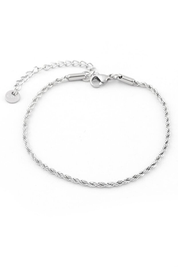 Stainless Steel Silver Twist Bracelet - Thickness (1mm)