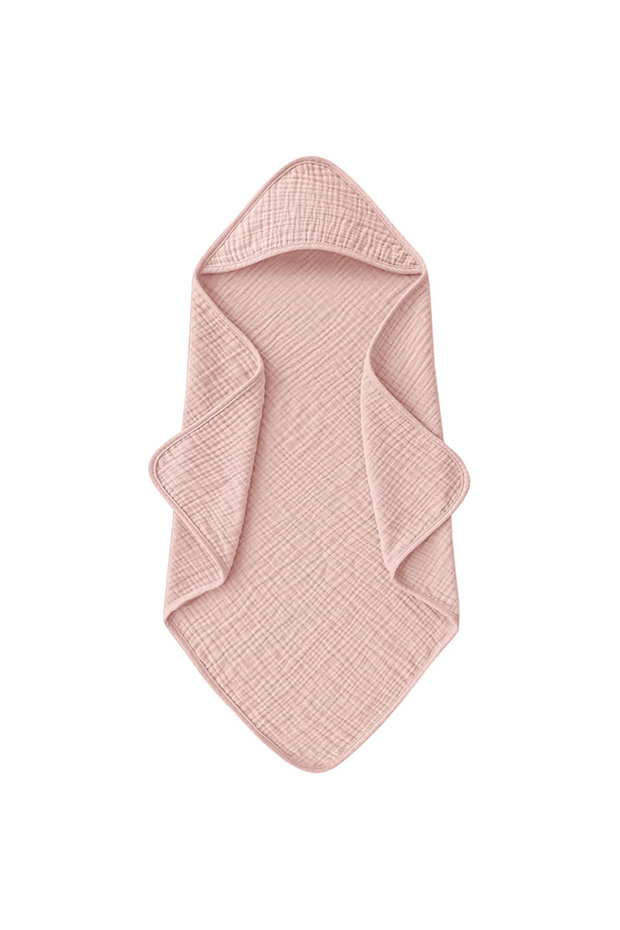 Pink 1PC Muslin Hooded Baby Towels Ultra-Soft Cotton Absorbent Baby Bath Towels with Hood for Newbor