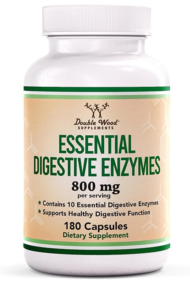 Digestive Enzymes - 800mg Blend of 10 Essential Digestive & Pancreatic Enzymes by Double Wood