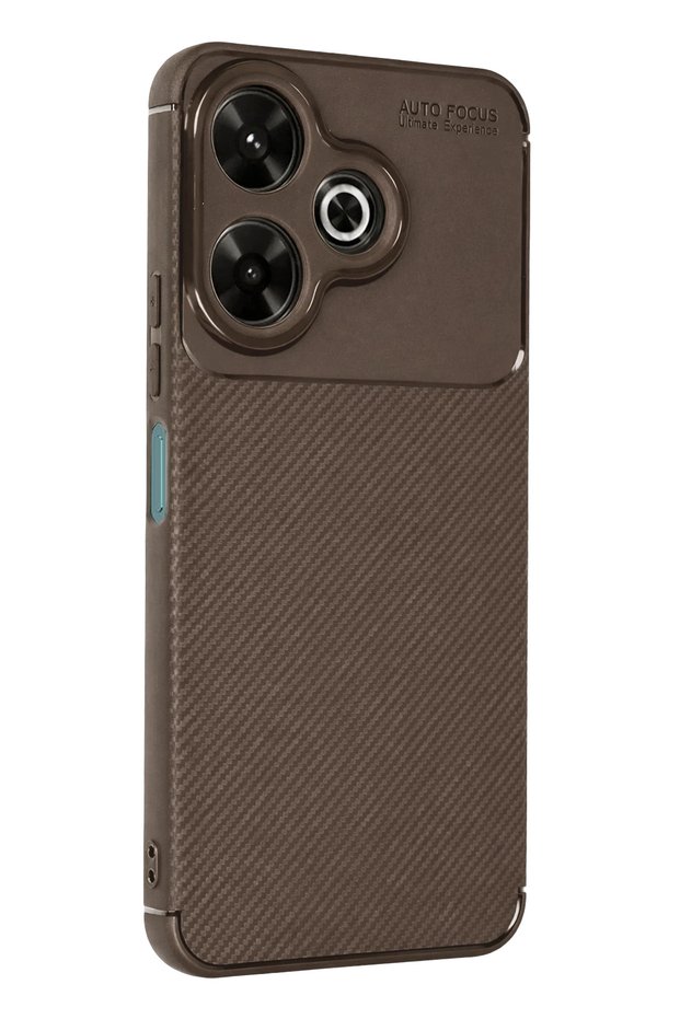 Ilkeshop New Redmi 13 4g Case Auto Focus Carbon Cover (133221) - Brown
