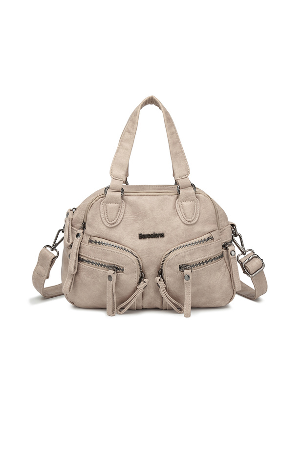 Dark Beige Small Size Multi-Pocket Long Strap Women's Daily Hand and Shoulder Bag