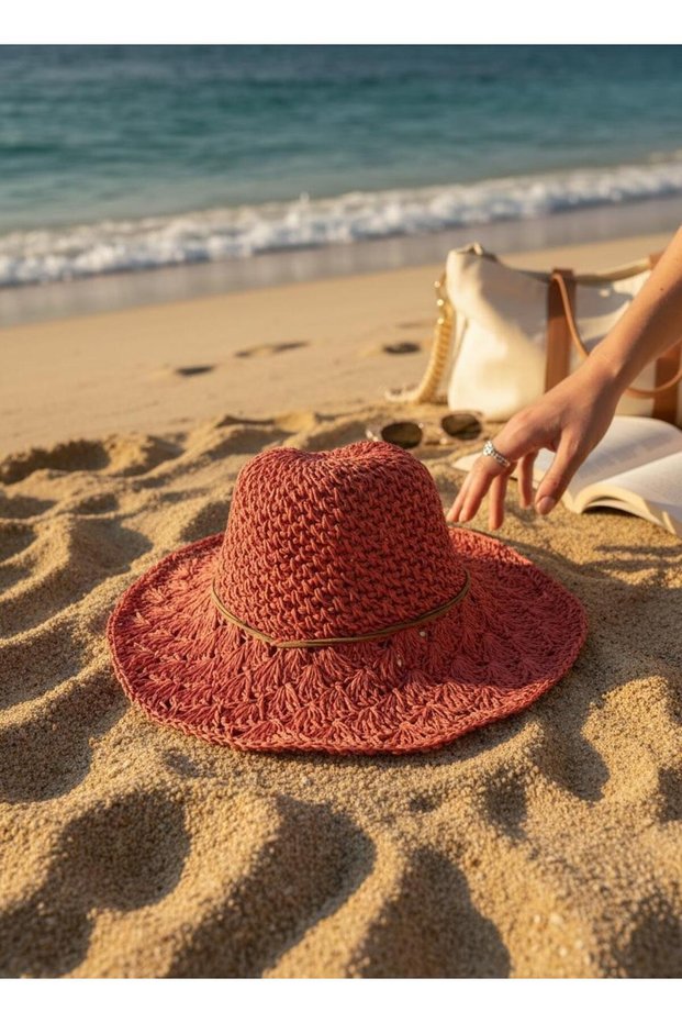 Women's Hand Knitted Detailed Hat Beach Hat