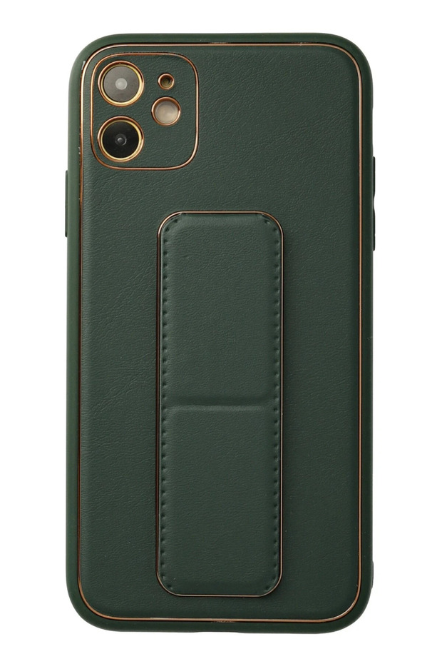 Ilkeshop New iPhone 12 Case Coco Leather Stand Cover (164725) - Green