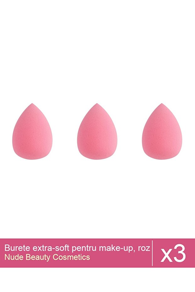 Set 3x Burete extra-soft pentru make-up, roz - 1