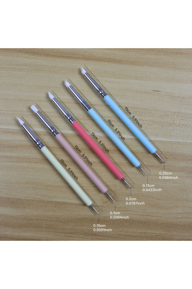 MULTI 5pc Dotting Pen Soft Pottery Clay Carving Double-ended Silicone Head Silicone & Stainless Stee