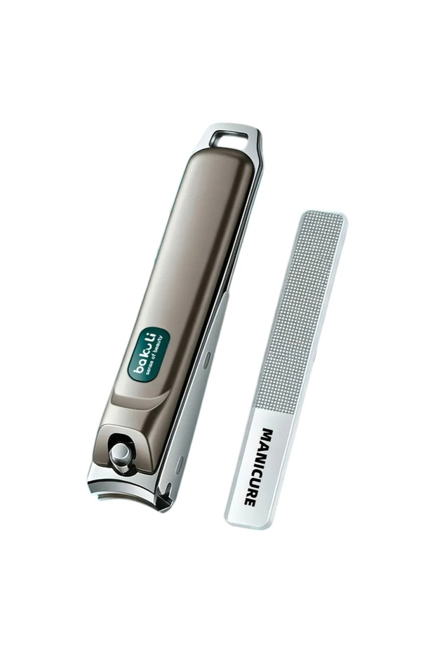 2pcs 2pcs Men's Charcoal Gray Premium Nail Clipper - Anti-Splash Stainless Steel Tool | Large Openin