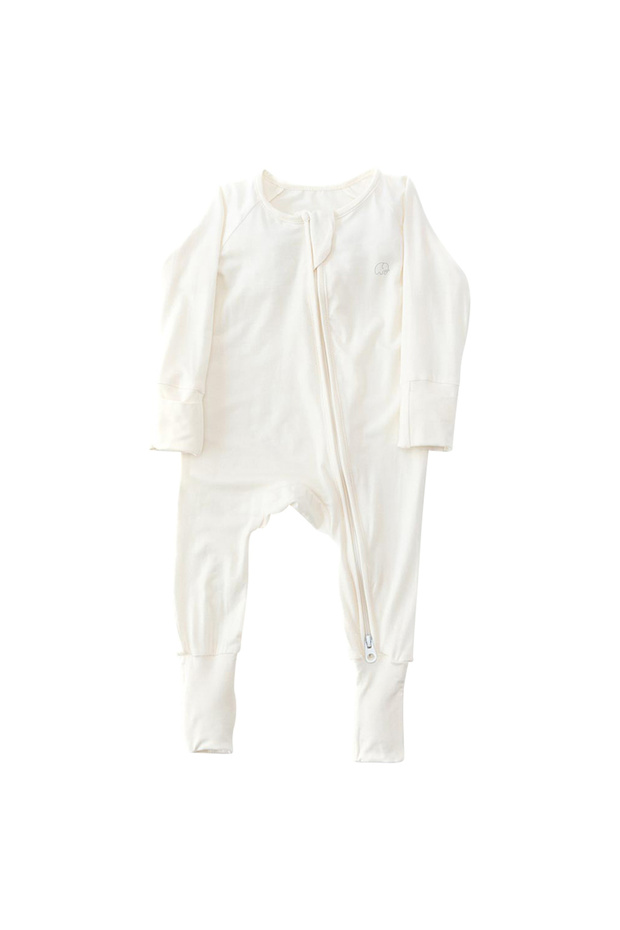 - Organic Zipper Romper - Daisy White
