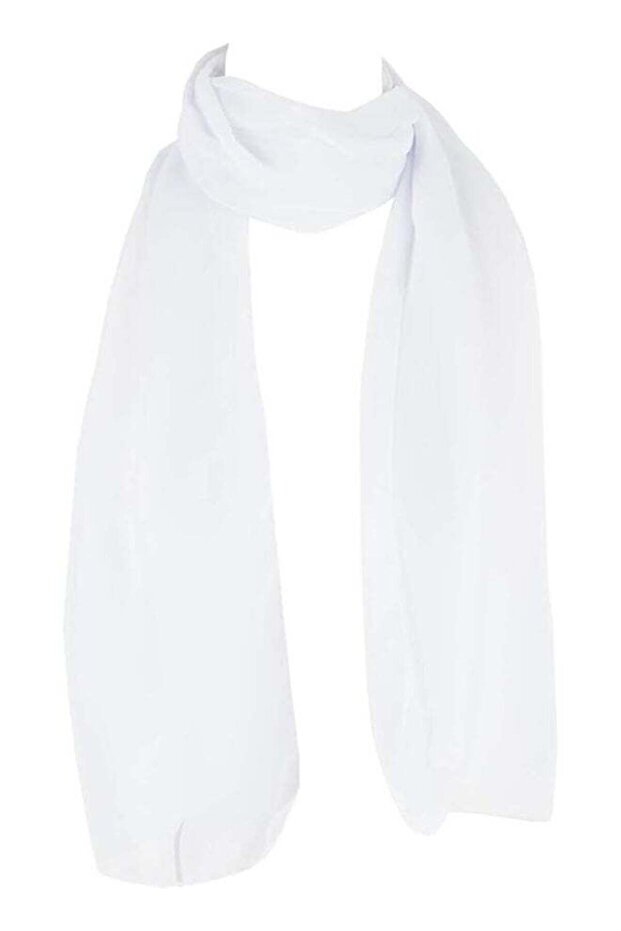 AMYAE Solid Chiffon Hijab Scarf – Soft Bubble Texture White Color Wrap for Women