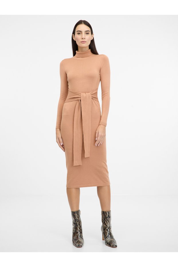 Rochie midi maro deschis