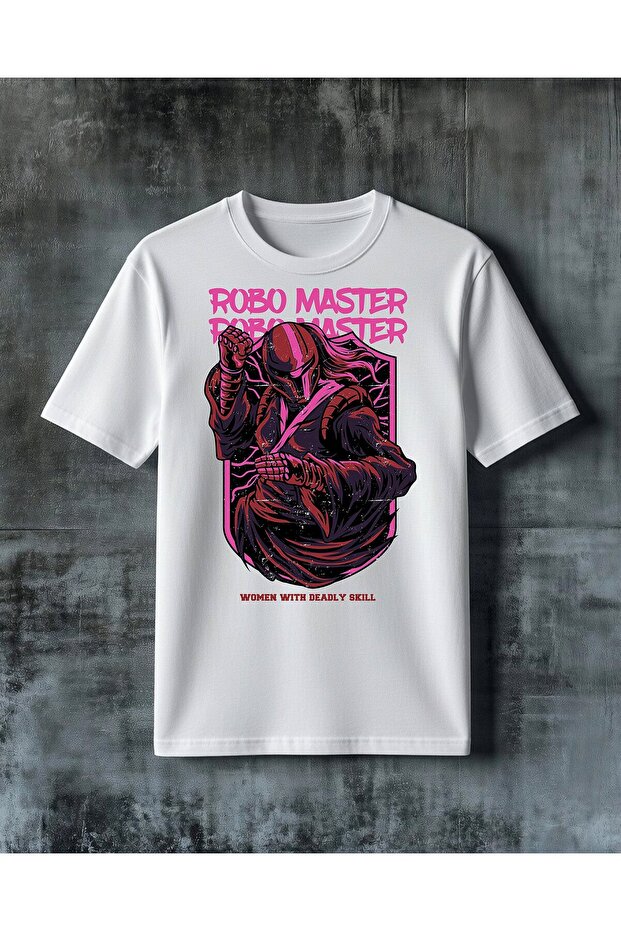 تي شيرت مطبوع كبير الحجم للسيدات من robo master kadin savasci