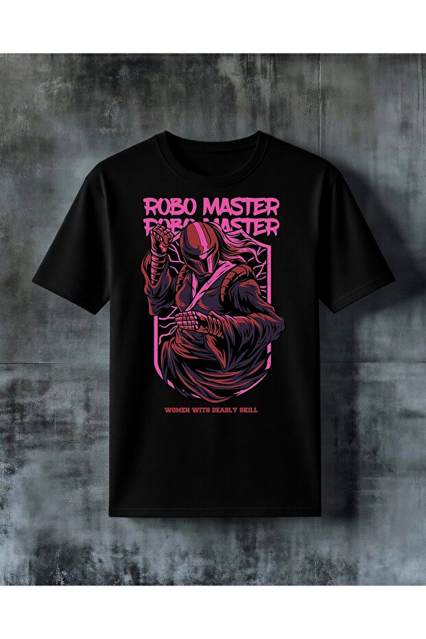 تي شيرت مطبوع كبير الحجم للسيدات من robo master kadin savasci