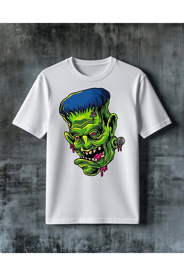 Frankenstein Green Monster Printed Oversize T-Shirt