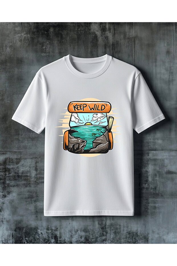 Keep Wild Natural Landscape Printed Oversize T-Shirt
