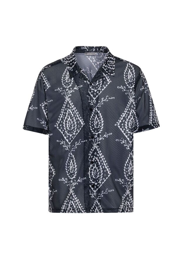 Patterned Ribbed Oversize Shirt