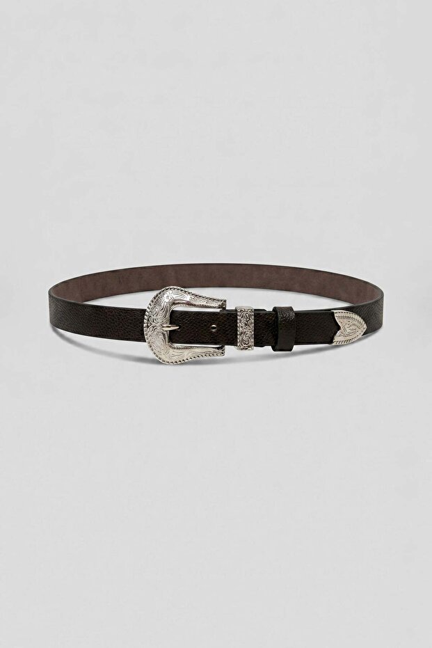 Men's Western Embroidered Belt Brown
