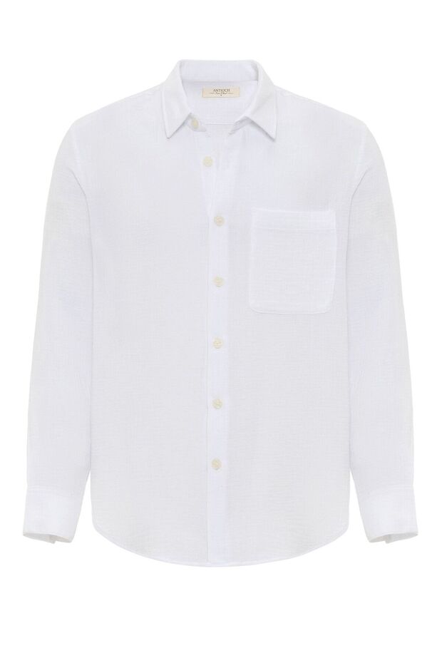 Muslin Fabric Long Sleeve Men's Shirt