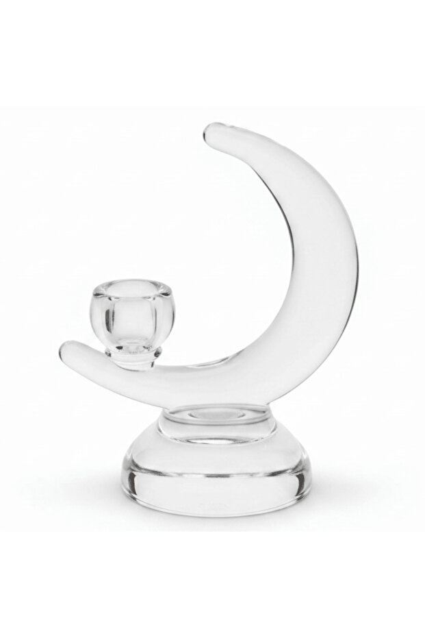 Modern Half Moon Shape Glass Candle Holder for Elegant Living Room Decoration – 17 cm
