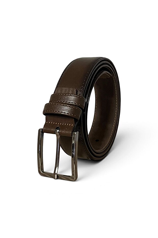 Premium Edge-Stitched Classic Belt - 3.5 cm - Black, Patent Leather & Brown Color Options - Unisex 100-135 cm Adjustable Belt