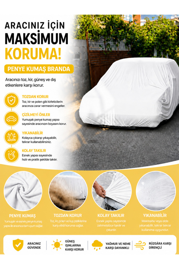 Auto Branda Car Cover Combed Cotton Luxury Washable Logo-Free White Hb for Vehicle