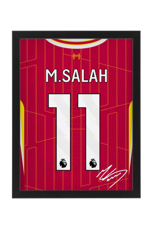 Mo Salah Liverpool Shirt Autographed Framed Poster 30x40cm - Football Memorabilia, Soccer Collectible, Gift for Fans