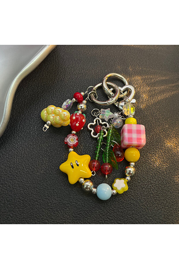 1PC Mobile Phone Chain Color Bead Phone Hanging Chain Phone Case Pendant
