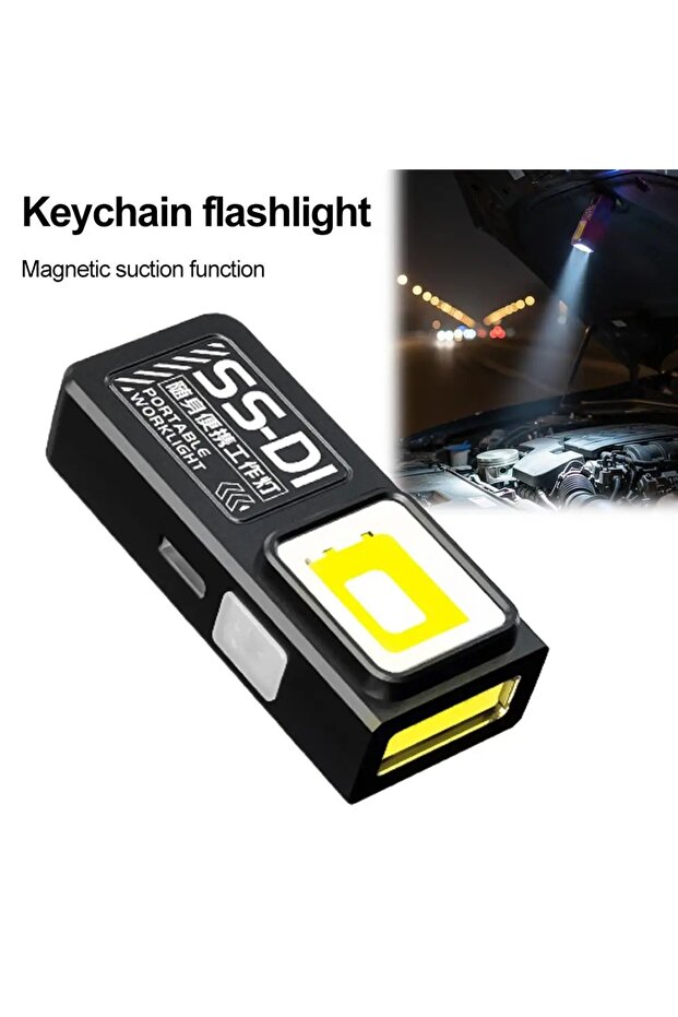 مصباح يدوي LED صغير قوي 841 مع إضاءة COB، قابل لإعادة الشحن عبر USB-C، مصباح عمل معلق مقاوم للماء