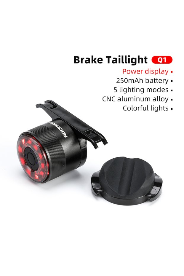 ROCKBROS Q1 ROCKBROS Bicycle Rear Light Type-C Chargeable Colorful Lamp Bike Tail Light Aluminum MTB