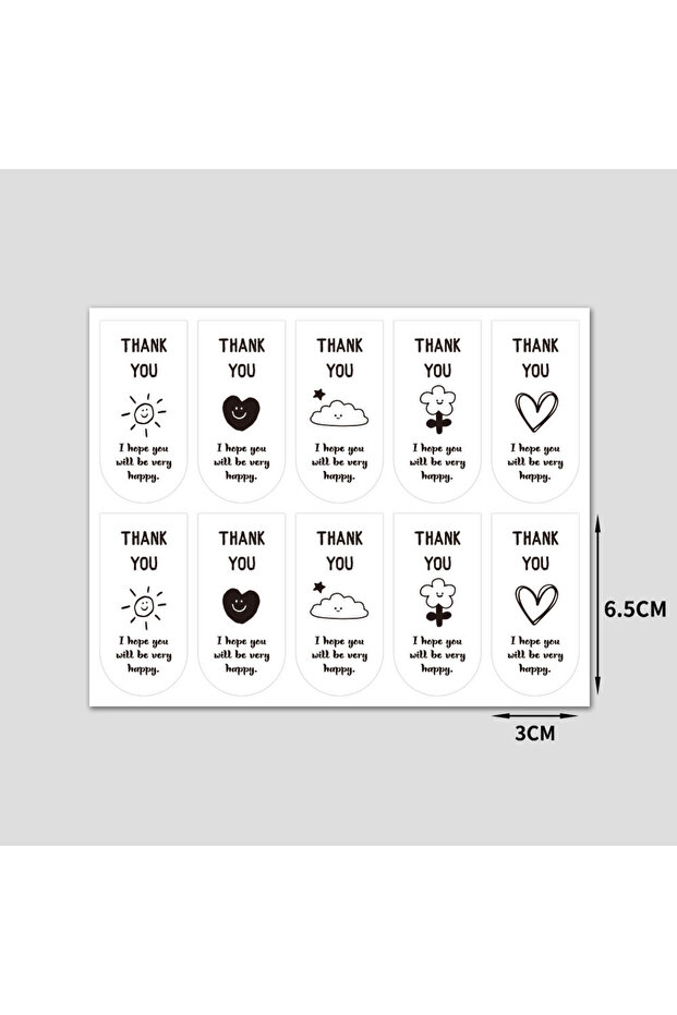 100pcs-10sheets 100pcs Cute Thank You Stickers for Small Business Packaging Sticker Gift Box Decor O