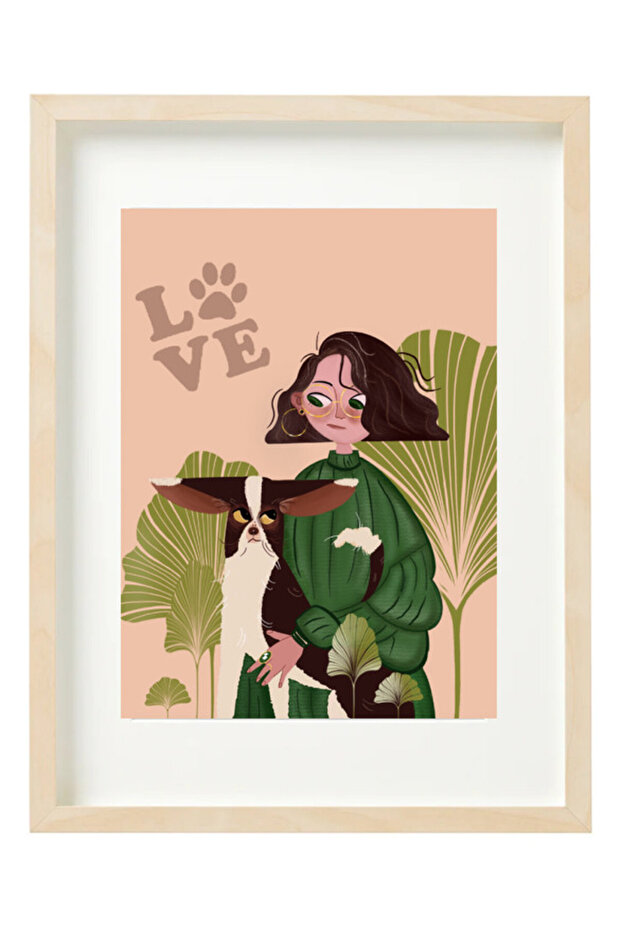 Dog Lover, Pet Lover Animal Illustration Nursery Poster with Frame
