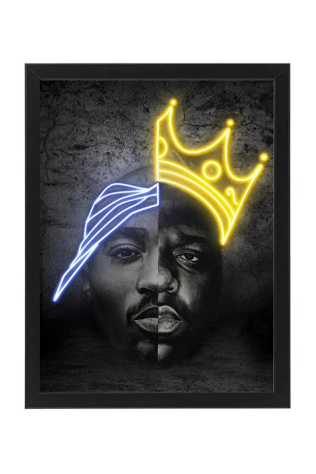 Tupac & The Notorious B.I.G. Printed Neon Poster with Frame 30x40cm