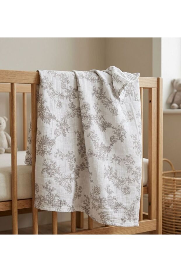 Muslin Cloth Cover Flora Pattern 120X120 cm + 4 Mouth Wipes