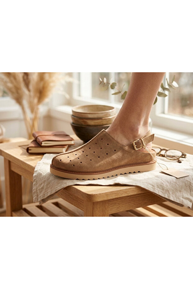 Genuine Suede & Leather Perforated Casual Women's Sandals