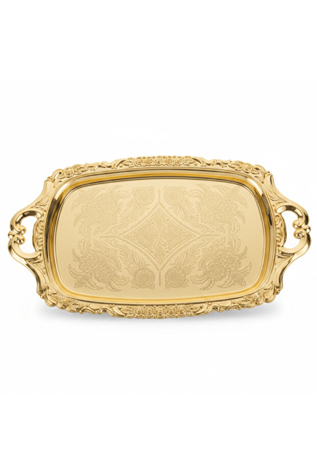 Germax gold metal rectangle serving tray with handle 33*18 cm