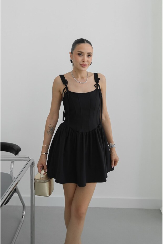 Black Dress with Bow Tie Detail on the Strap