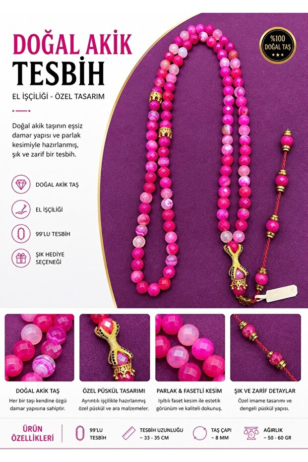 Pembe Akik taşı 99 lu