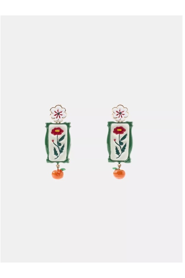 Flower Ceramic Gold Women's Earrings