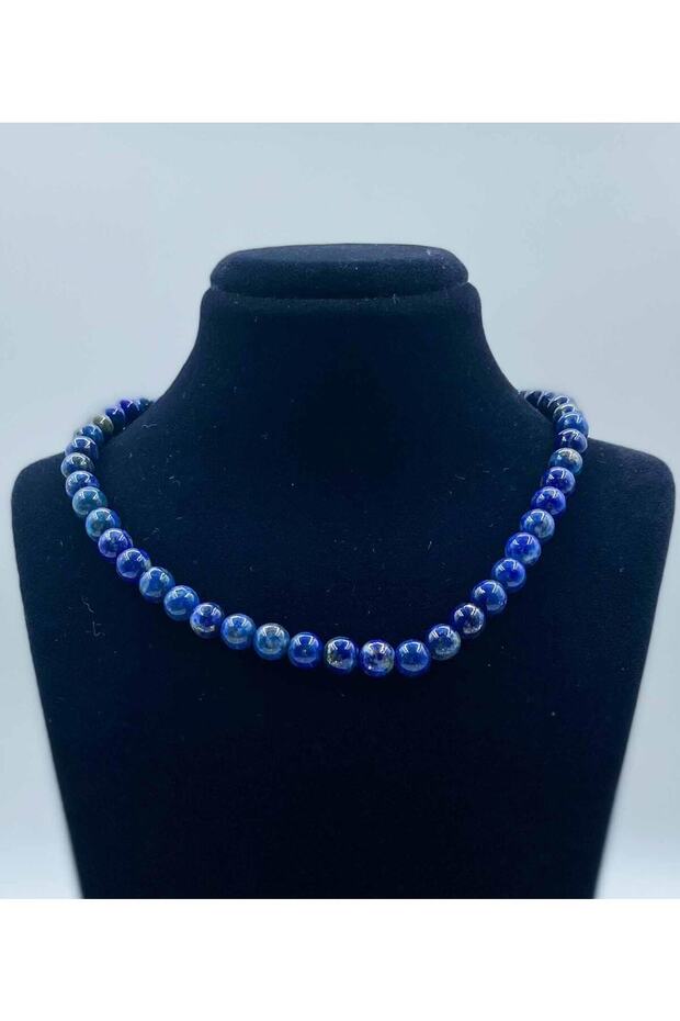 Lapis Natural Stone Necklace 6 Mm Sphere Cut