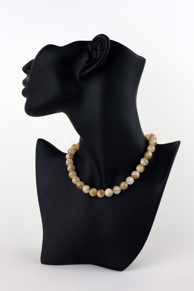 Citrine Stone Natural Stone Necklace Money Luck Blessings Necklace 10 mm