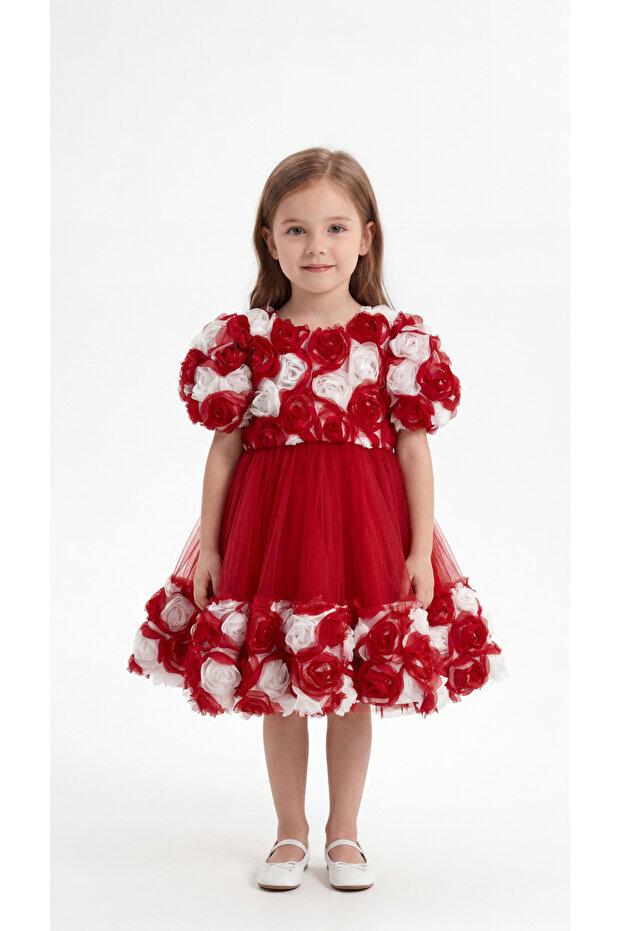 Rose Appliqué Girls' Dress