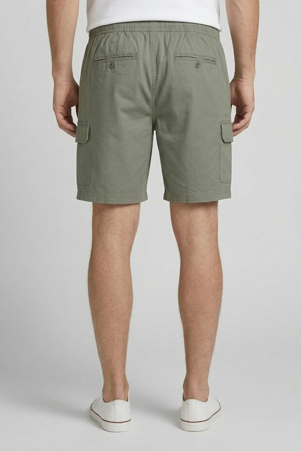 Men Plain Cargo Shorts, Sage Green - 4