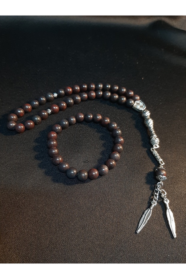 Red Tiger's Eye Natural Stone 33mm Prayer Beads and Bracelet