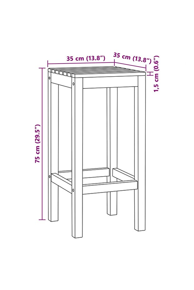Scaun de bar 2 pcs Maro Lemn solid de tec - 3