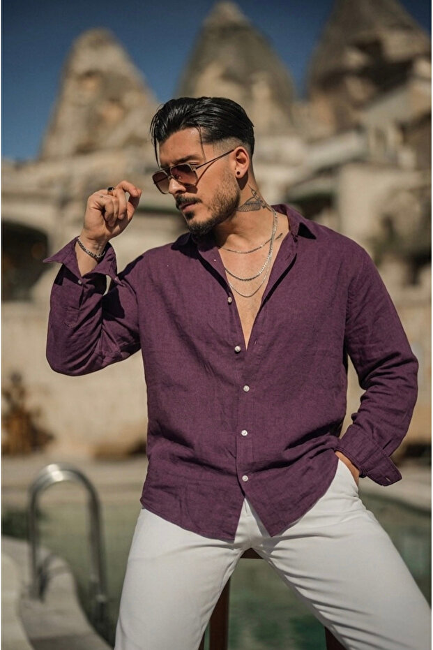 Linen Shirt Purple
