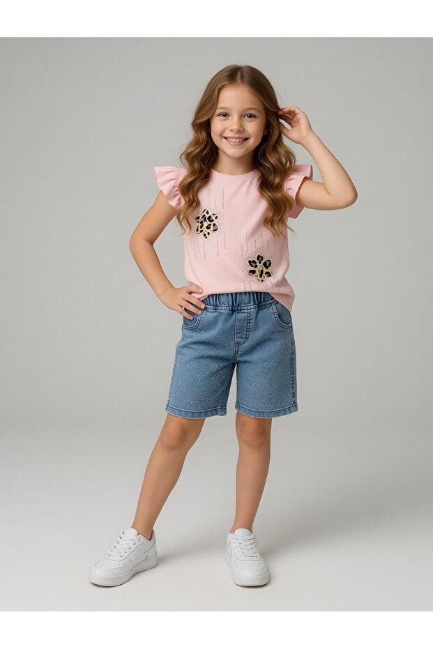 Leopard Flower Patterned Girls' Set