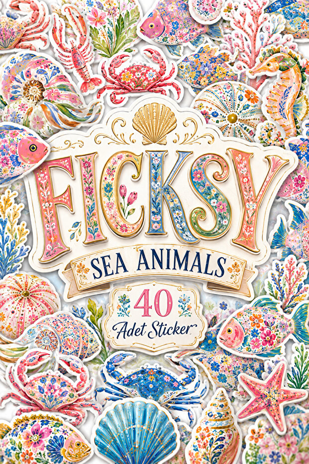 Cute Sea Creatures Sticker Set - 40 Stickers