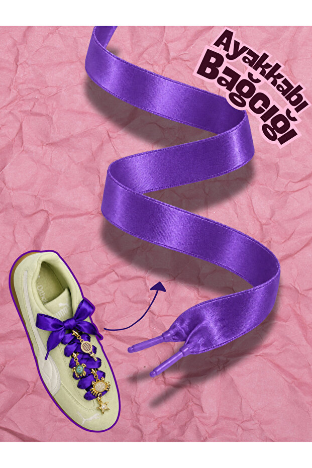 Electric Purple, Satin Shoelaces – 2-Pack, 145 cm X 2 cm Shiny Sneaker Laces, Gift Accessory 💜ྀི
