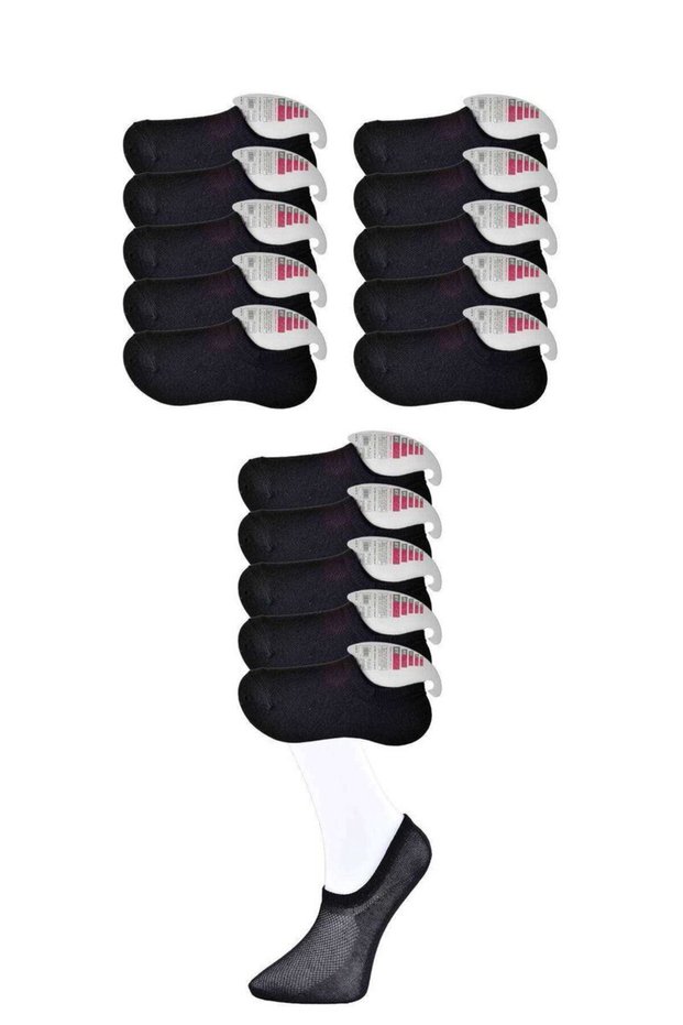 Glb-Stl41414 Black Women's Invisible Socks 15 Pairs