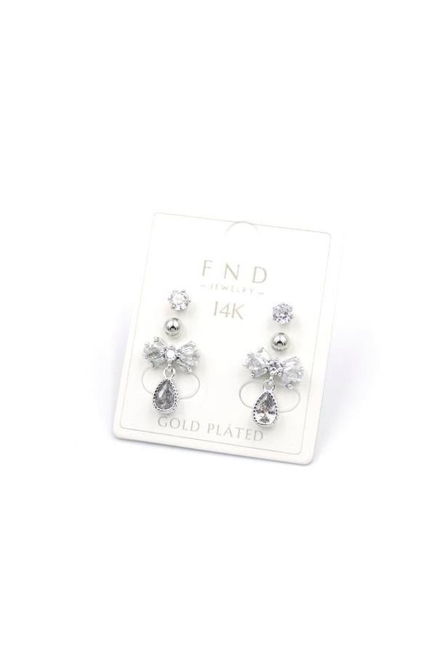 Glb-Stl41414 Multi-Stone Earrings - Silver