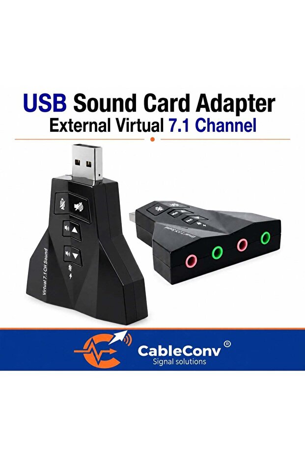 محول صوت USB خارجي افتراضي 7.1 قناة - محول صوت USB مع دعم الميكروفون والسماعات للكمبيوتر الشخصي والكمبيوتر المحمول وسماعات الألعاب