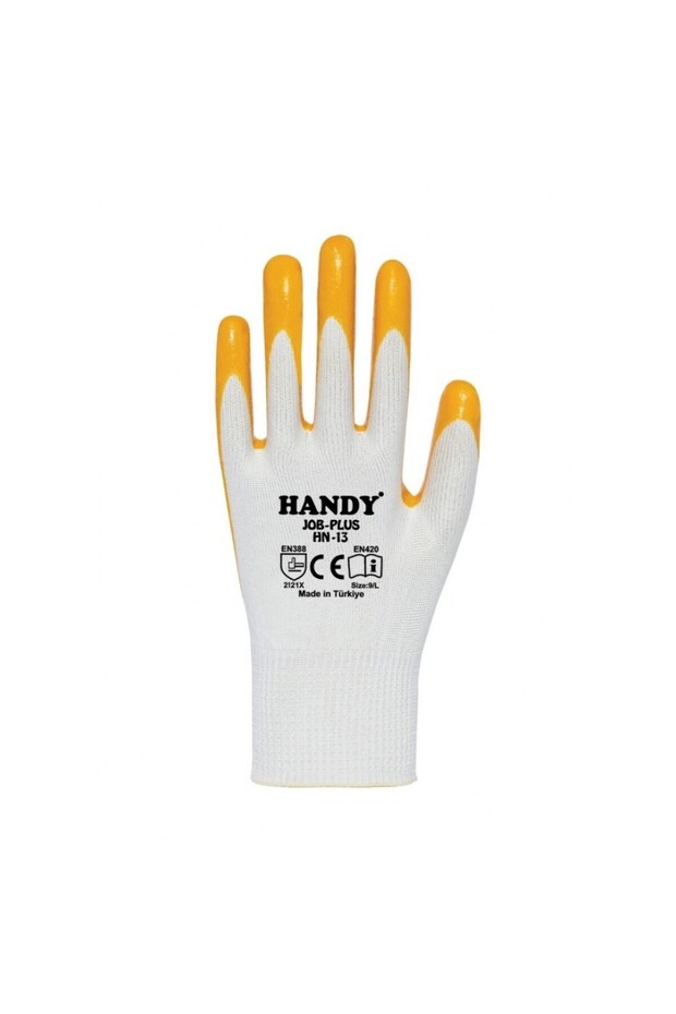 Hn-13 Nitrile Gloves Yellow-White No:10 (12 Pairs)